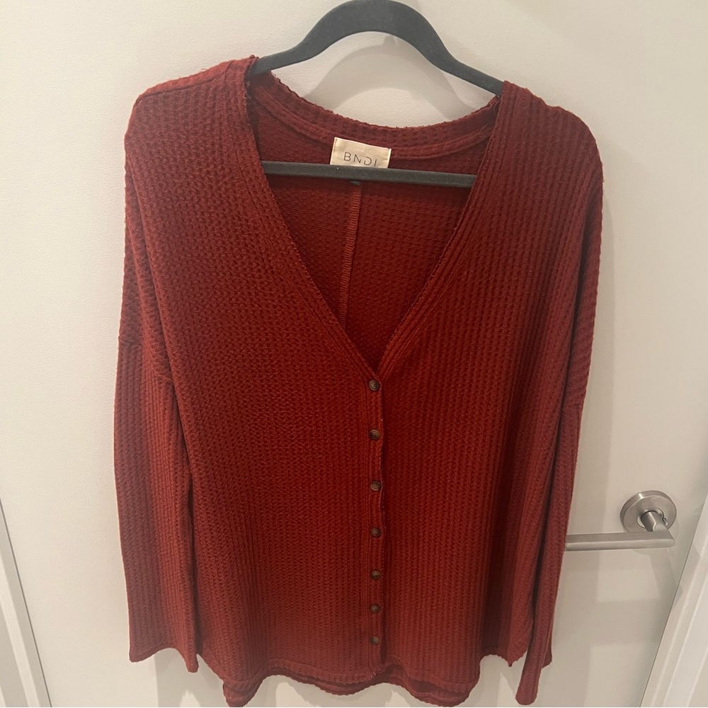 BNDI Waffle Button Top (Burnt Orange)